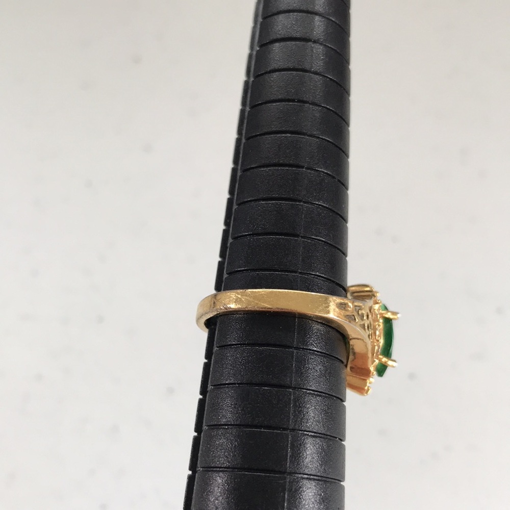 Vintage Emerald Stone with Accents 10K Gold Plated Ring - Picture 5 of 12